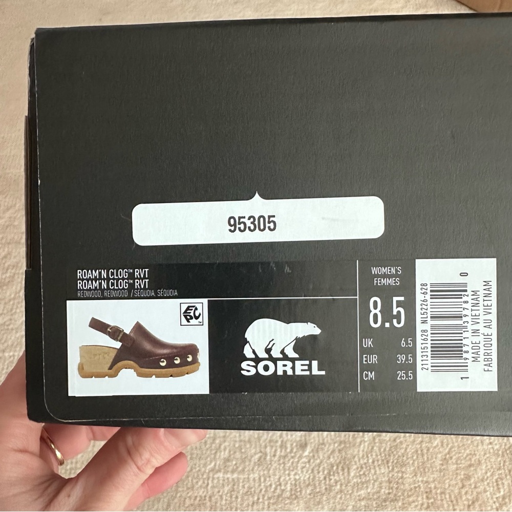 Sorel Burgundy Leather Slingback Clogs with Tan Lug Sole - Picture 6 of 6